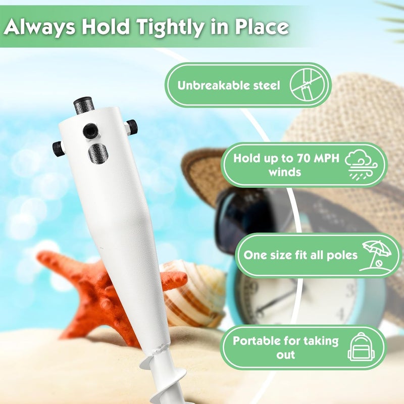 DAKEPOLE Beach Umbrella Sand Anchor,Heavy Duty Metal No Dig Beach Sand Ground Umbrella Anchor Stake,Windproof Strong Umbrella Screw Holder Stand for Umbrellas,Poles, Christmas Tree Stand Holder - Image 4
